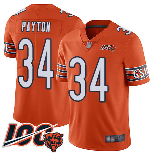 Nike Bears #34 Walter Payton Orange Youth Stitched NFL Limited Rush 100th Season Jersey