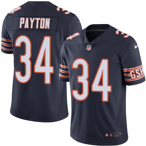 Nike Bears #34 Walter Payton Navy Blue Team Color Youth Stitched NFL Vapor Untouchable Limited Jersey