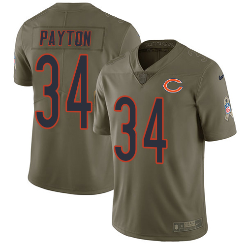 Nike Bears #34 Walter Payton Olive Youth Stitched NFL Limited 2017 Salute to Service Jersey