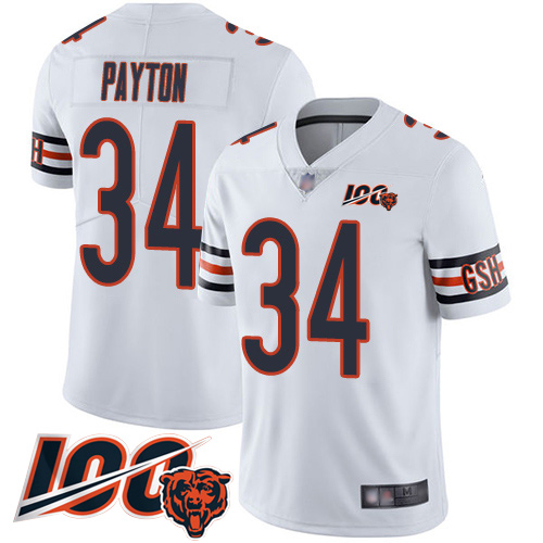 Nike Bears #34 Walter Payton White Youth Stitched NFL 100th Season Vapor Limited Jersey