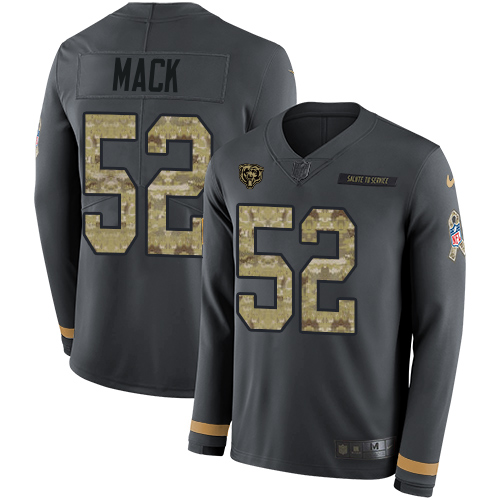 Nike Bears #52 Khalil Mack Anthracite Salute to Service Youth Stitched NFL Limited Therma Long Sleeve Jersey