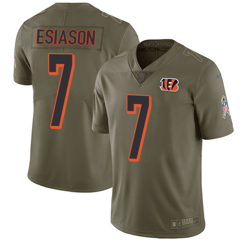 Nike Bengals #7 Boomer Esiason Olive Youth Stitched NFL Limited 2017 Salute to Service Jersey