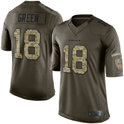 Nike Bengals #18 A.J. Green Green Youth Stitched NFL Limited 2015 Salute to Service Jersey