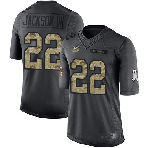 Nike Bengals #22 William Jackson III Black Youth Stitched NFL Limited 2016 Salute to Service Jersey