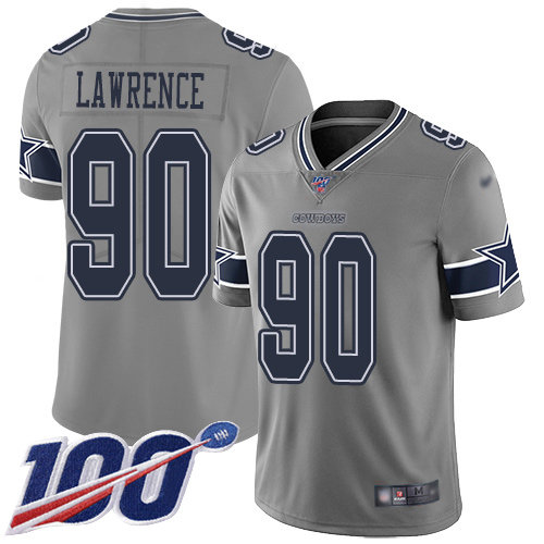 Nike Cowboys #90 Demarcus Lawrence Gray Youth Stitched NFL Limited Inverted Legend 100th Season Jersey