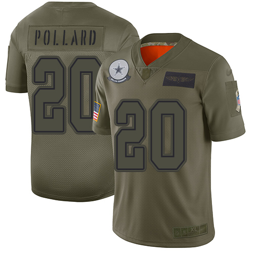 Nike Cowboys #20 Tony Pollard Camo Youth Stitched NFL Limited 2019 Salute to Service Jersey