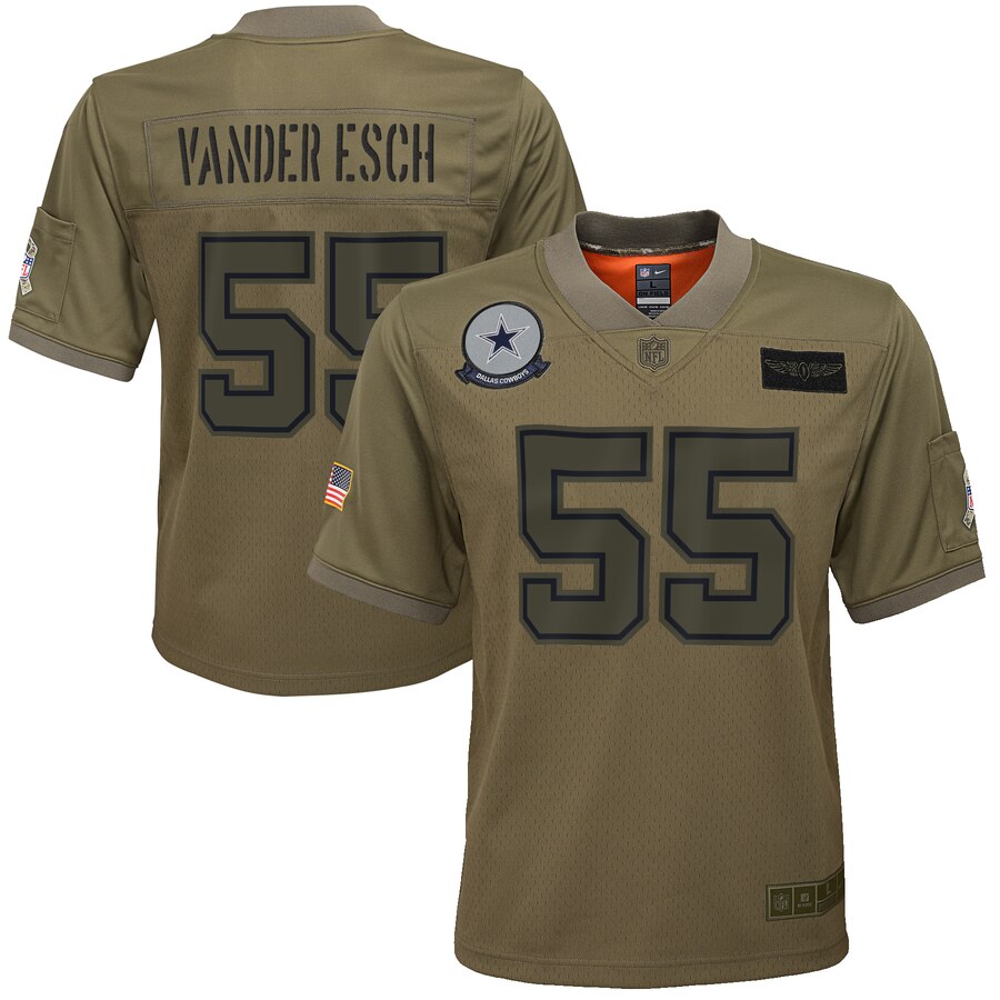 Youth Dallas Cowboys #55 Leighton Vander Esch Nike Camo 2019 Salute to Service Game Jersey
