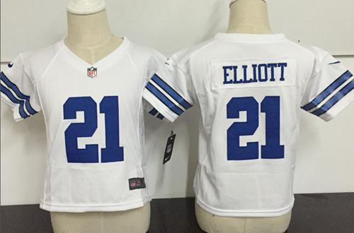 Toddler Nike Cowboys #21 Ezekiel Elliott White Stitched NFL Elite Jersey