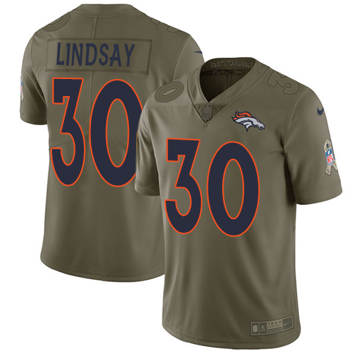 Nike Broncos #30 Phillip Lindsay Olive Youth Stitched NFL Limited 2017 Salute to Service Jersey