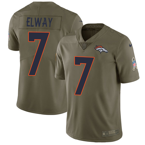 Nike Broncos #7 John Elway Olive Youth Stitched NFL Limited 2017 Salute to Service Jersey Nike Broncos #7 John Elway Olive Youth Stitched NFL Limited 2017 Salute to Service Jersey
