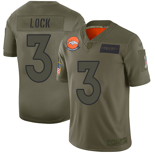 Nike Broncos #3 Drew Lock Camo Youth Stitched NFL Limited 2019 Salute to Service Jersey