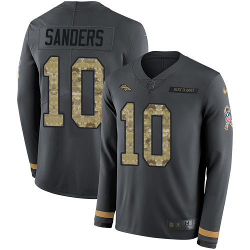 Nike Broncos #10 Emmanuel Sanders Anthracite Salute to Service Youth Stitched NFL Limited Therma Long Sleeve Jersey