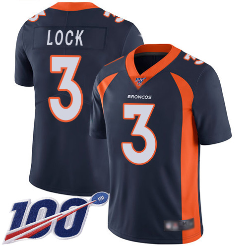 Nike Broncos #3 Drew Lock Navy Blue Alternate Youth Stitched NFL 100th Season Vapor Limited Jersey