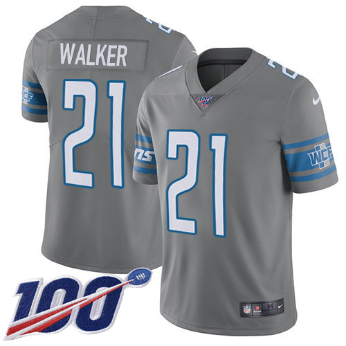 Nike Lions #21 Tracy Walker Gray Youth Stitched NFL Limited Rush 100th Season Jersey