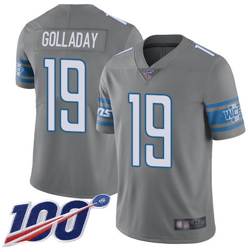 Nike Lions #19 Kenny Golladay Gray Youth Stitched NFL Limited Rush 100th Season Jersey