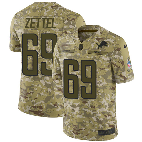 Nike Lions #69 Anthony Zettel Camo Youth Stitched NFL Limited 2018 Salute to Service Jersey