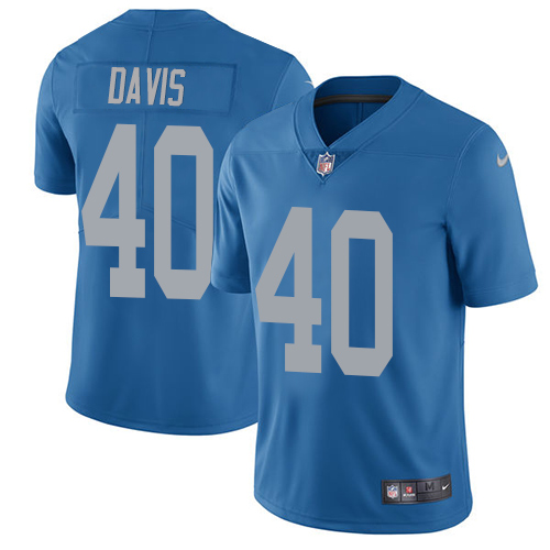 Nike Lions #40 Jarrad Davis Blue Throwback Youth Stitched NFL Vapor Untouchable Limited Jersey