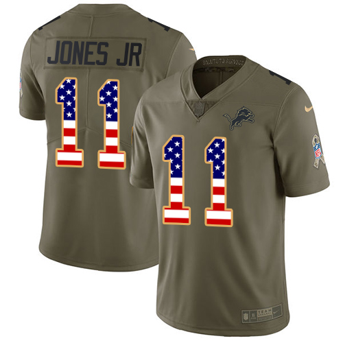 Nike Lions #11 Marvin Jones Jr Olive/USA Flag Youth Stitched NFL Limited 2017 Salute to Service Jersey