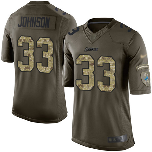 Nike Lions #33 Kerryon Johnson Green Youth Stitched NFL Limited 2015 Salute to Service Jersey