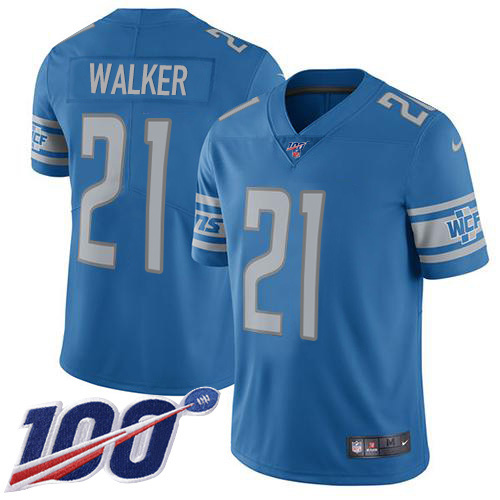 Nike Lions #21 Tracy Walker Light Blue Team Color Youth Stitched NFL 100th Season Vapor Untouchable Limited Jersey