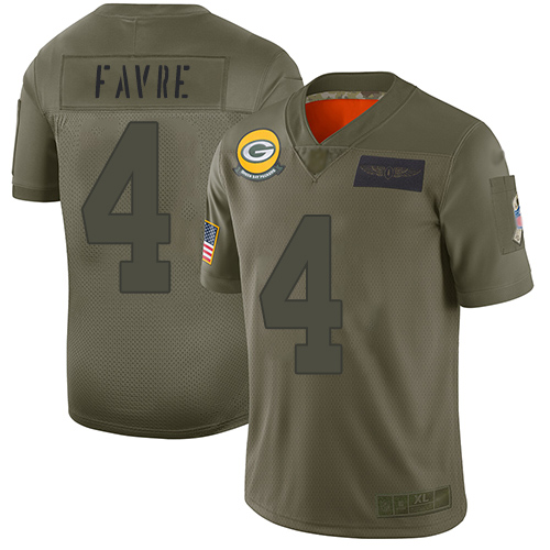 Nike Packers #4 Brett Favre Camo Youth Stitched NFL Limited 2019 Salute to Service Jersey