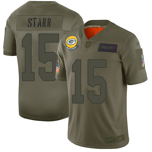 Nike Packers #15 Bart Starr Camo Youth Stitched NFL Limited 2019 Salute to Service Jersey