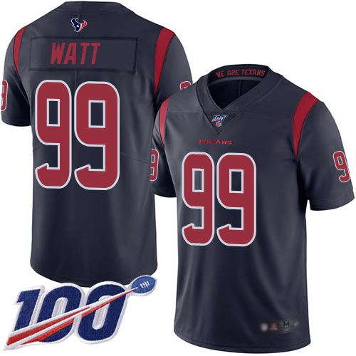 Nike Texans #99 J.J. Watt Navy Blue Youth Stitched NFL Limited Rush 100th Season Jersey