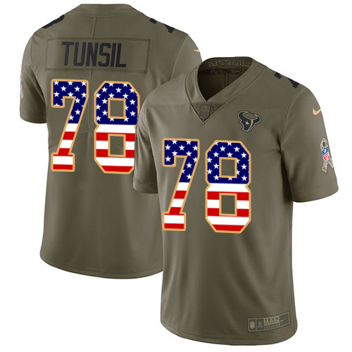 Nike Texans #78 Laremy Tunsil Olive/USA Flag Youth Stitched NFL Limited 2017 Salute To Service Jersey