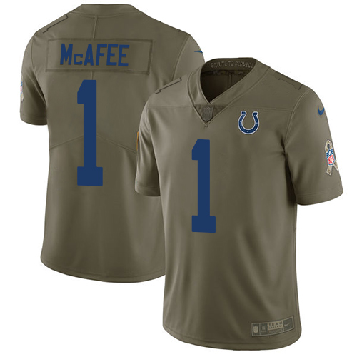 Nike Colts #1 Pat McAfee Olive Youth Stitched NFL Limited 2017 Salute to Service Jersey