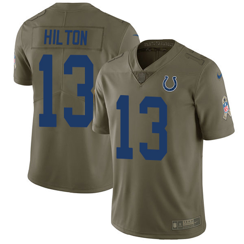 Nike Colts #13 T.Y. Hilton Olive Youth Stitched NFL Limited 2017 Salute to Service Jersey