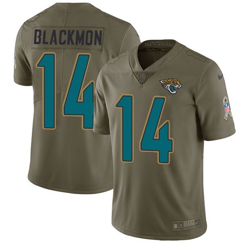Nike Jaguars #14 Justin Blackmon Olive Youth Stitched NFL Limited 2017 Salute to Service Jersey