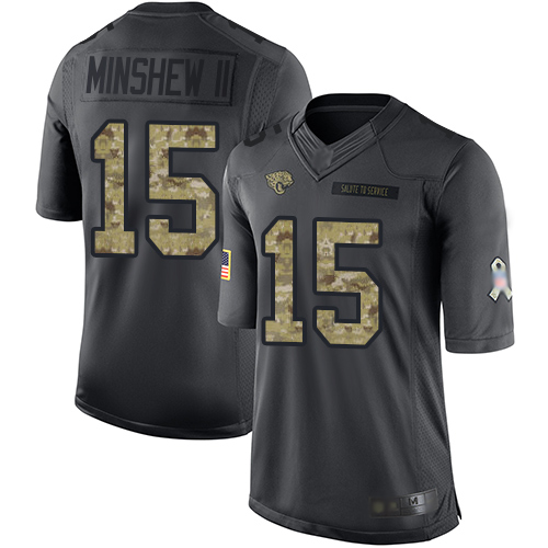 Nike Jaguars #15 Gardner Minshew II Black Youth Stitched NFL Limited 2016 Salute to Service Jersey