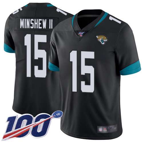 Nike Jaguars #15 Gardner Minshew II Black Team Color Youth Stitched NFL 100th Season Vapor Limited Jersey