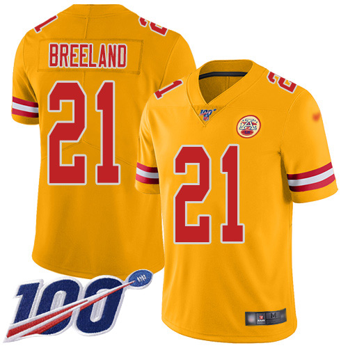 Nike Chiefs #21 Bashaud Breeland Gold Youth Stitched NFL Limited Inverted Legend 100th Season Jersey