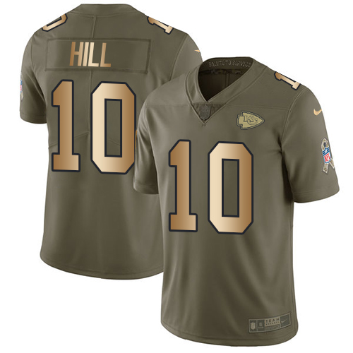 Nike Chiefs #10 Tyreek Hill Olive/Gold Youth Stitched NFL Limited 2017 Salute to Service Jersey