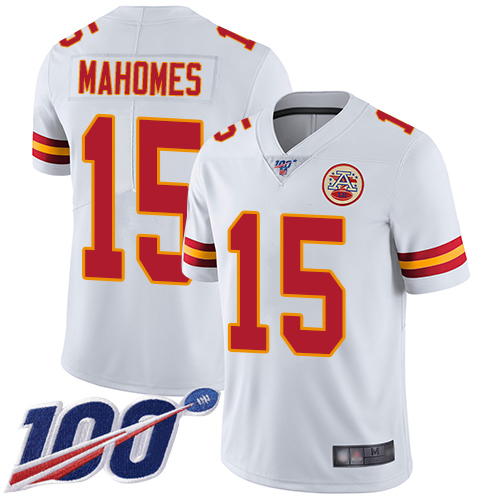 Nike Chiefs #15 Patrick Mahomes White Youth Stitched NFL 100th Season Vapor Limited Jersey
