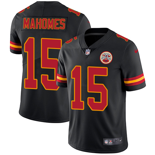 Nike Chiefs #15 Patrick Mahomes Black Youth Stitched NFL Limited Rush Jersey