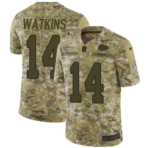 Nike Chiefs #14 Sammy Watkins Camo Youth Stitched NFL Limited 2018 Salute to Service Jersey Nike Chiefs #14 Sammy Watkins Camo Youth Stitched NFL Limited 2018 Salute to Service Jersey