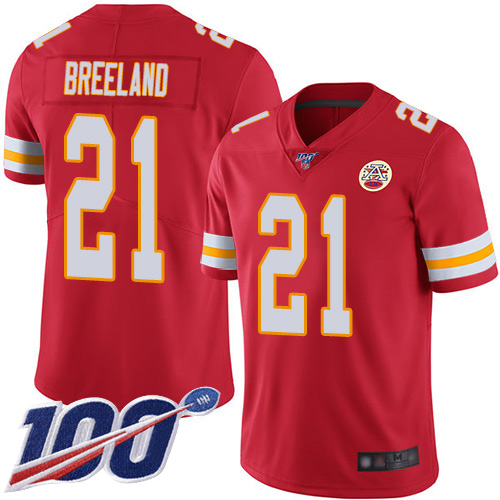 Nike Chiefs #21 Bashaud Breeland Red Team Color Youth Stitched NFL 100th Season Vapor Limited Jersey
