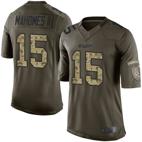 Nike Chiefs #15 Patrick Mahomes Green Youth Stitched NFL Limited 2015 Salute to Service Jersey