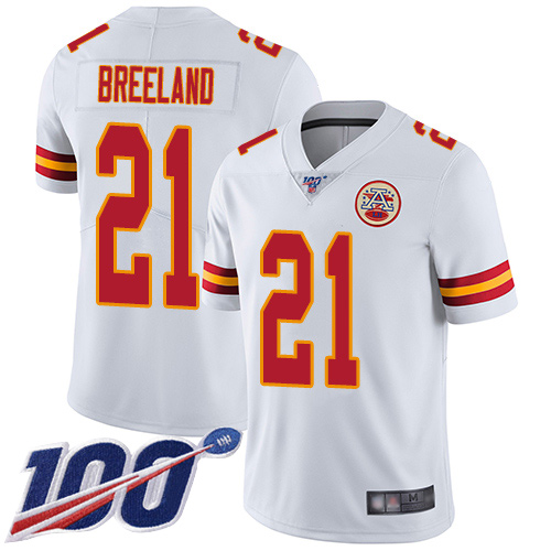 Nike Chiefs #21 Bashaud Breeland White Youth Stitched NFL 100th Season Vapor Limited Jersey