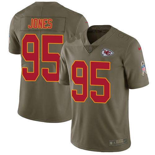 Nike Chiefs #95 Chris Jones Olive Youth Stitched NFL Limited 2017 Salute to Service Jersey