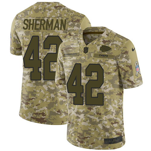 Nike Chiefs #42 Anthony Sherman Camo Youth Stitched NFL Limited 2018 Salute to Service Jersey