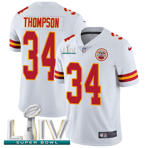 Nike Chiefs #34 Darwin Thompson White Super Bowl LIV 2020 Youth Stitched NFL Vapor Untouchable Limited Jersey
