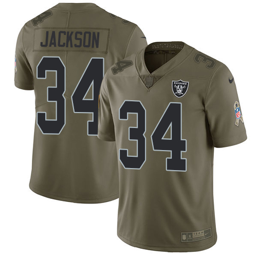 Nike Raiders #34 Bo Jackson Olive Youth Stitched NFL Limited 2017 Salute to Service Jersey Nike Raiders #34 Bo Jackson Olive Youth Stitched NFL Limited 2017 Salute to Service Jersey