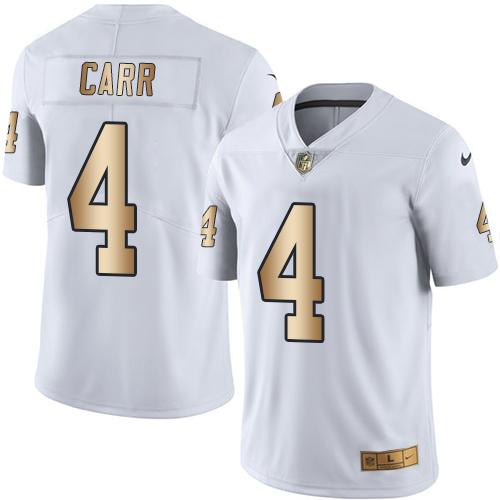 Nike Raiders #4 Derek Carr White Youth Stitched NFL Limited Gold Rush Jersey Nike Raiders #4 Derek Carr White Youth Stitched NFL Limited Gold Rush Jersey