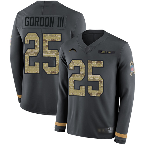 Nike Chargers #25 Melvin Gordon III Anthracite Salute to Service Youth Stitched NFL Limited Therma Long Sleeve Jersey Nike Chargers #25 Melvin Gordon III Anthracite Salute to Service Youth Stitched NFL Limited Therma Long Sleeve Jersey