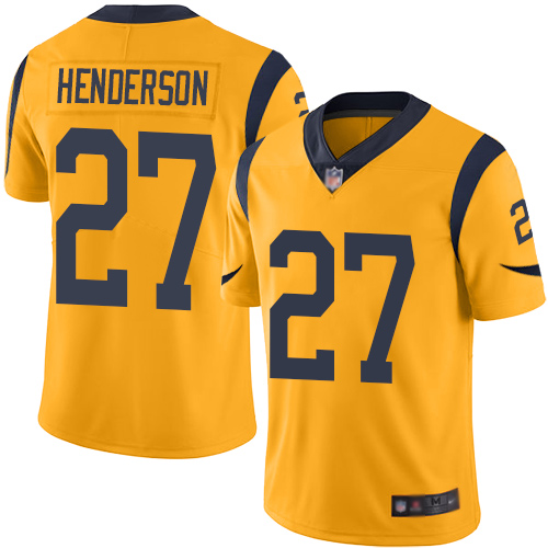 Nike Rams #27 Darrell Henderson Gold Youth Stitched NFL Limited Rush Jersey
