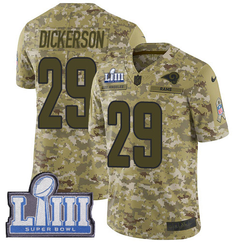 Nike Rams #29 Eric Dickerson Camo Super Bowl LIII Bound Youth Stitched NFL Limited 2018 Salute to Service Jersey