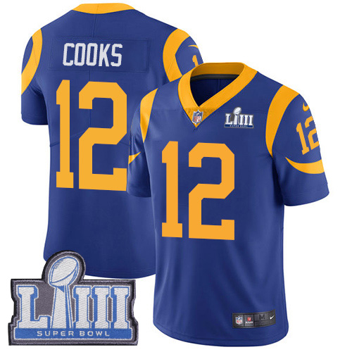 Nike Rams #12 Brandin Cooks Royal Blue Alternate Super Bowl LIII Bound Youth Stitched NFL Vapor Untouchable Limited Jersey